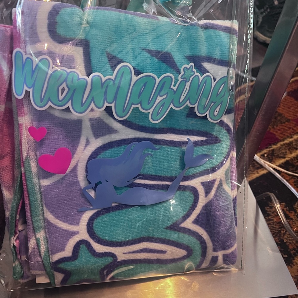 2 piece mermaid tote bag and beach towel set